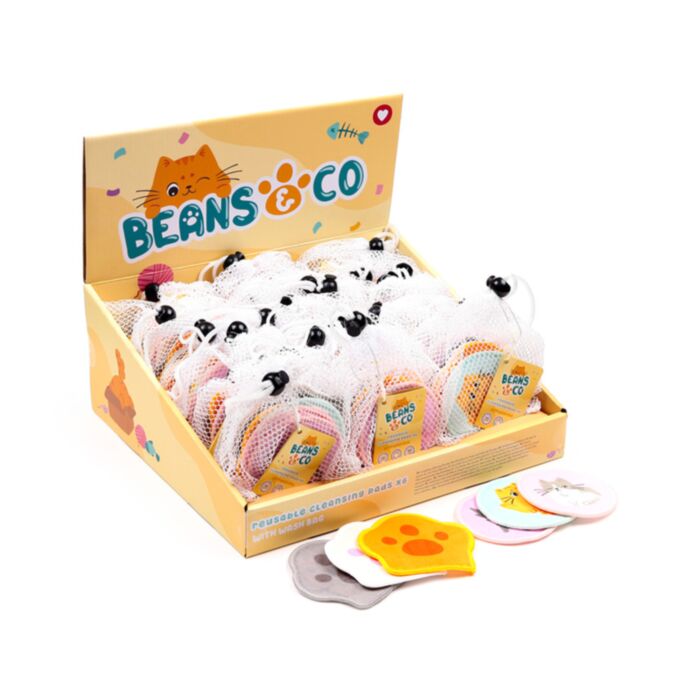 Set van 6 Beans & Co Katten Herbruikbare Wattenschijfjes