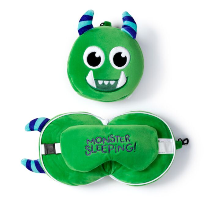 Relaxeazzz Pluche Monstarz Monster Rond Reiskussen & Slaapmasker - Groen