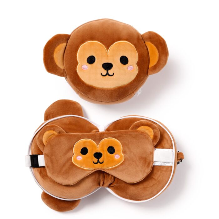 Relaxeazzz Aap Rond Reiskussen & Slaapmasker