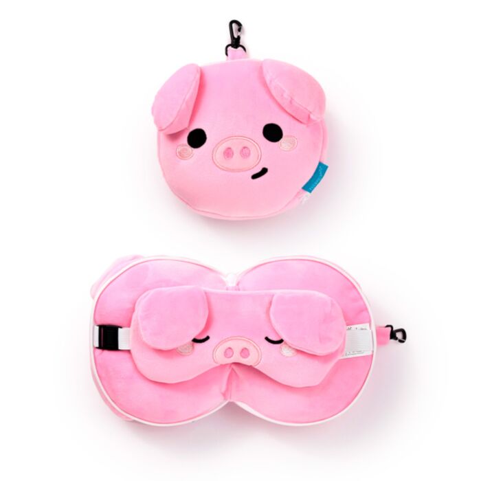 Relaxeazzz Adoramals Oliver het Varken Rond Reiskussen & Slaapmasker