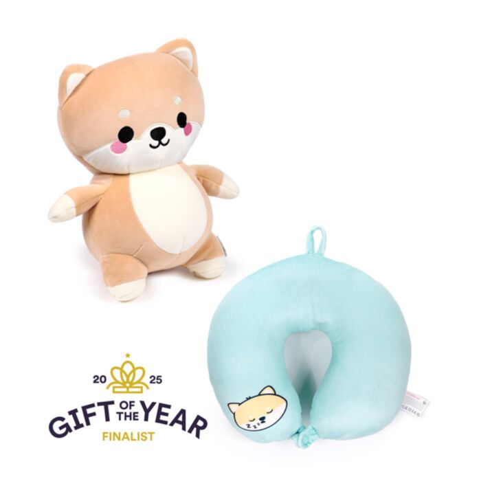 Swapseazzz Adoramals Shuggs de Shiba Inu  2-in-1 Pluche Reiskussen