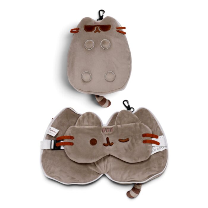 Relaxeazzz Pusheen Kat met Zonnebril Reiskussen & Slaapmasker