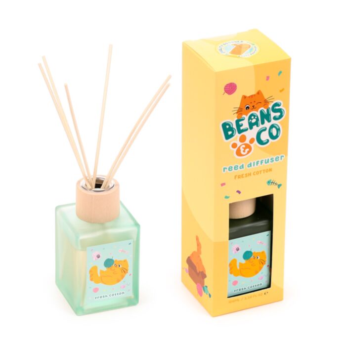 Beans & Co Katten Fris Katoen 100ml Geurstokjes Huisparfum