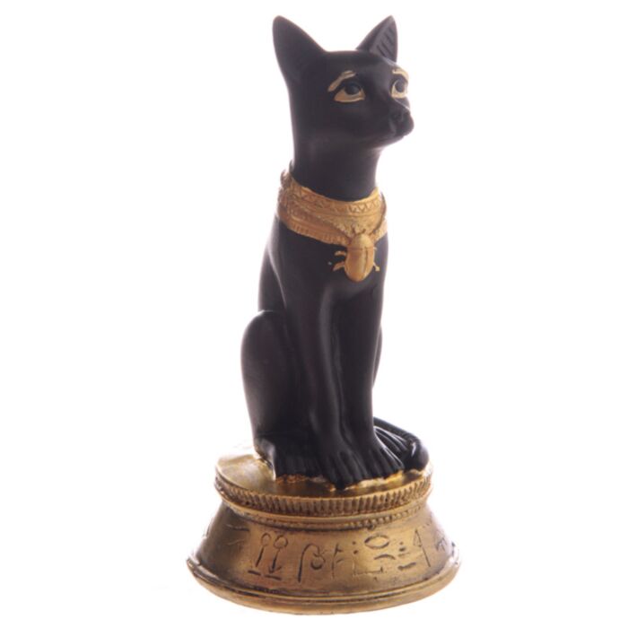 Egypte - Zwart & Goud Bast draagt een Scarabee Ketting
