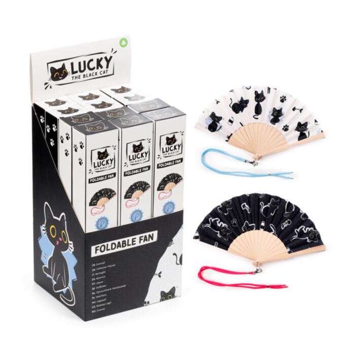 Lucky de Zwarte Kat Opvouwbare Handventilator Waaier