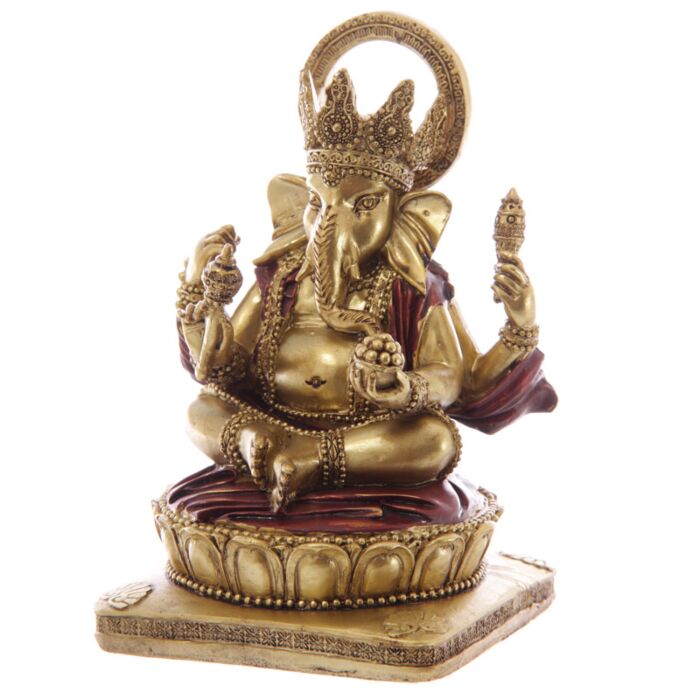 Goud & Rood Ganesh Beeld 14cm
