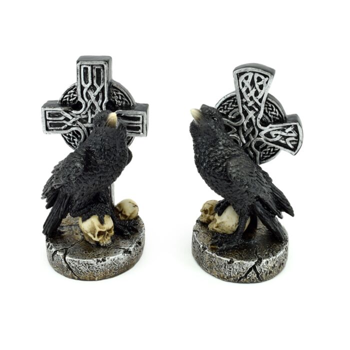 Raaf met Keltisch Kruis & Schedels
