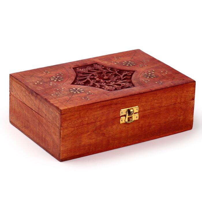 Mango Hout Etherische Olie Doos (voor 24 flesjes - Design 2)