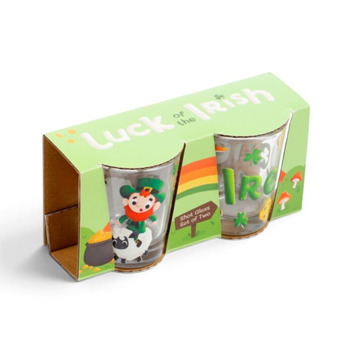  Ierland Iers Geluk Kabouter 2 glazen shotglaasjes (50ml)