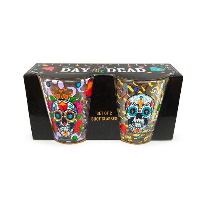Dia de los muertos 2 glazen shotglaasjes (50ml) 