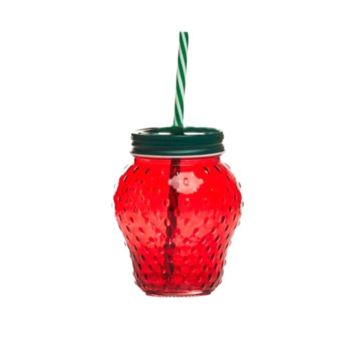 Foodiemals Aardbeivormige Mason Jar Glazen Drinkbeker