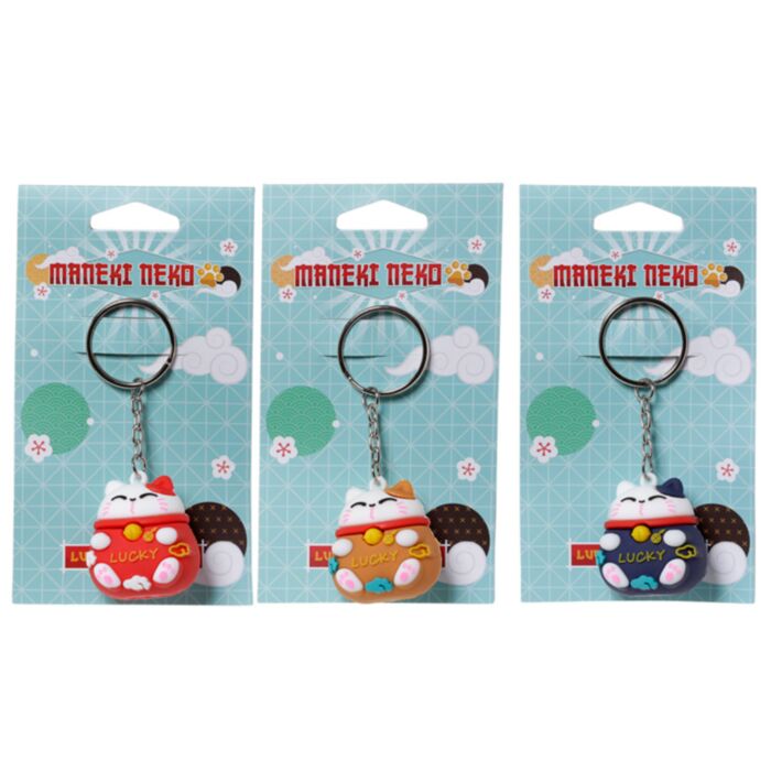 Maneki Neko Gelukskat 3D PVC Sleutelhanger