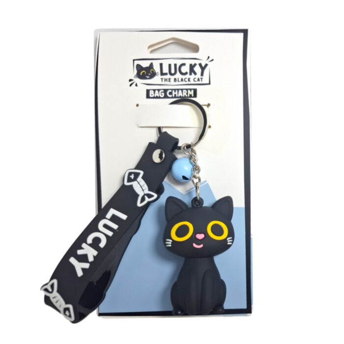 Lucky de Zwarte Kat 3D Tas Rugzak Bedeltje Sleutelhanger