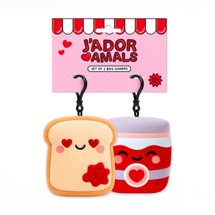 Squidglys J'Adoramals Hart Toast & Jam Mini Sleutelhanger Set van 2
