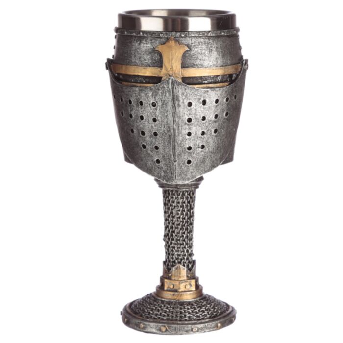 Middeleeuwse Ridderhelm & Malienkolder Decoratieve Kelk