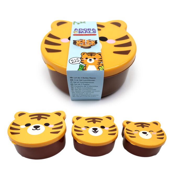Adoramals Tijger Set van 3 Gevormde Lunch Boxen