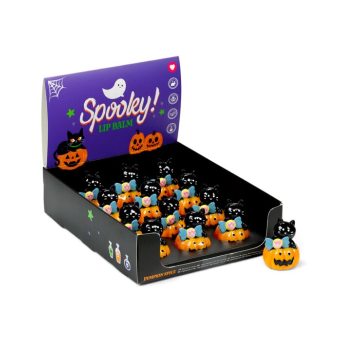 Spooky Lipbalsem in Pompoen Kat Houder