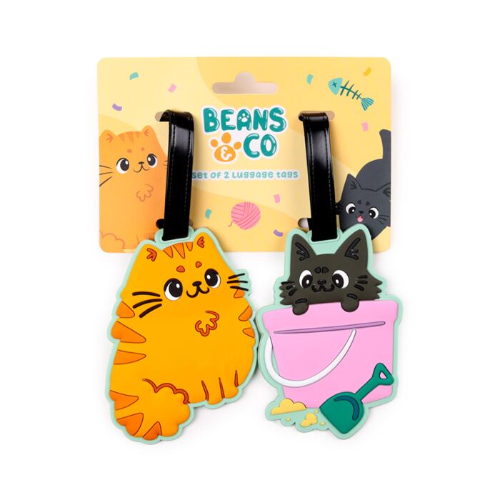 Beans & Co Katten PVC Kofferlabel Set van 2