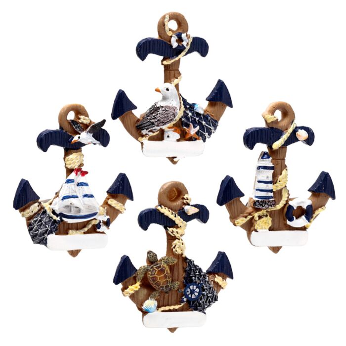 Anker Handbeschilderde Zee & Strand Souvenir Magneet