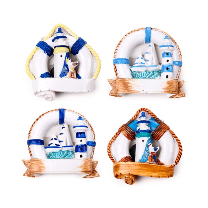 Zee & Strand Souvenir Magneet Reddingsboei Boten & Vuurtoren