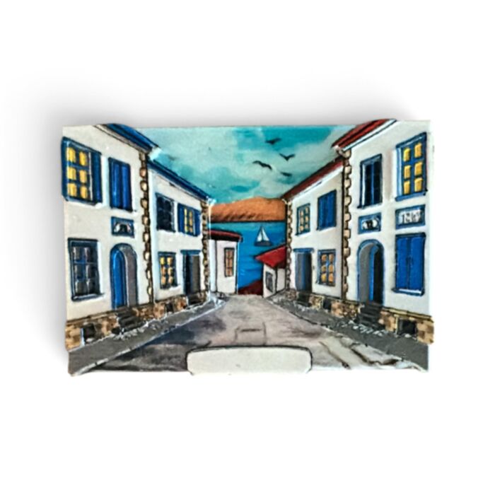 Strand & Zee Magneet Gekleurde Huizen Straat