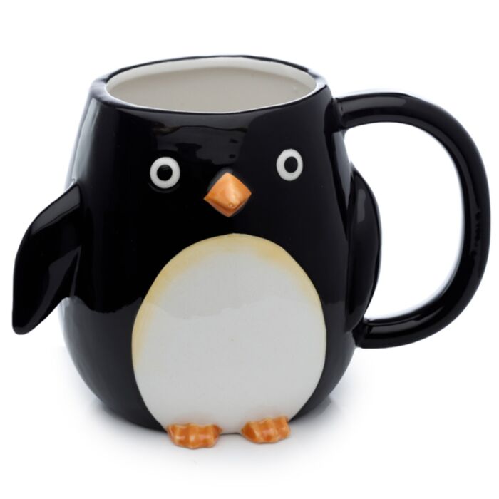 Ineengedoken Pinguïn  - Gevormd Handvat Keramiek Mok