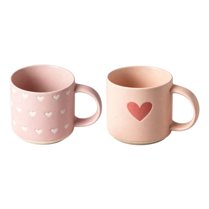 Roze Hartjes Stoneware Mok
