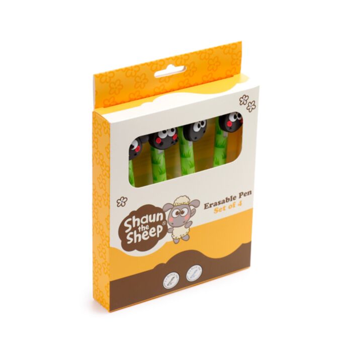 Set 4 uitwisbare pennen kawaii Shaun het Schaap