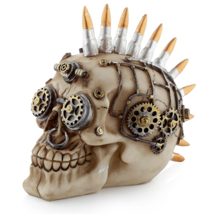 Steam Punk Stijl Schedel met Kogel Mohican Woonaccessoire