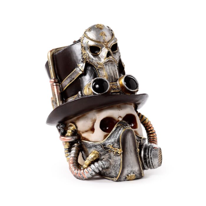 Steampunk Schedel met gasmasker & hoge hoed