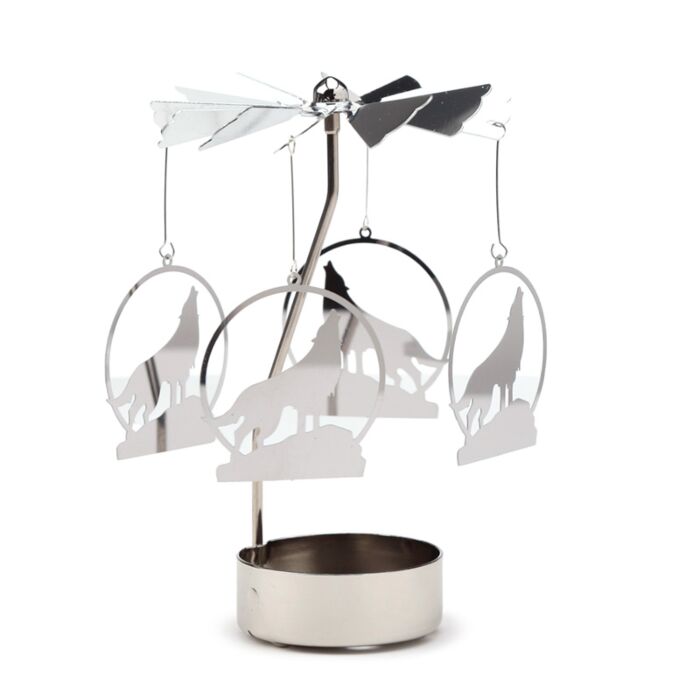 Huilende Wolf Draaiende Waxinelichthouder Caroussel