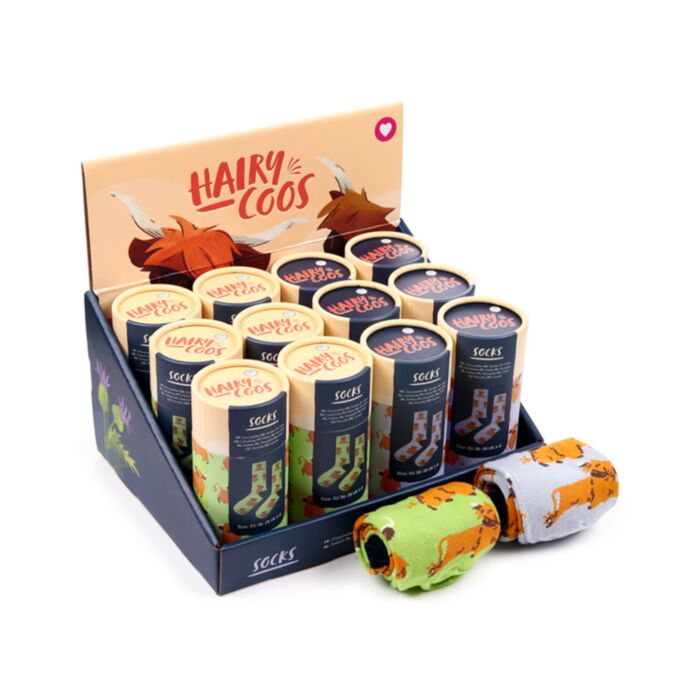 Hairy Coo Highland Koe Sokken in een Tube