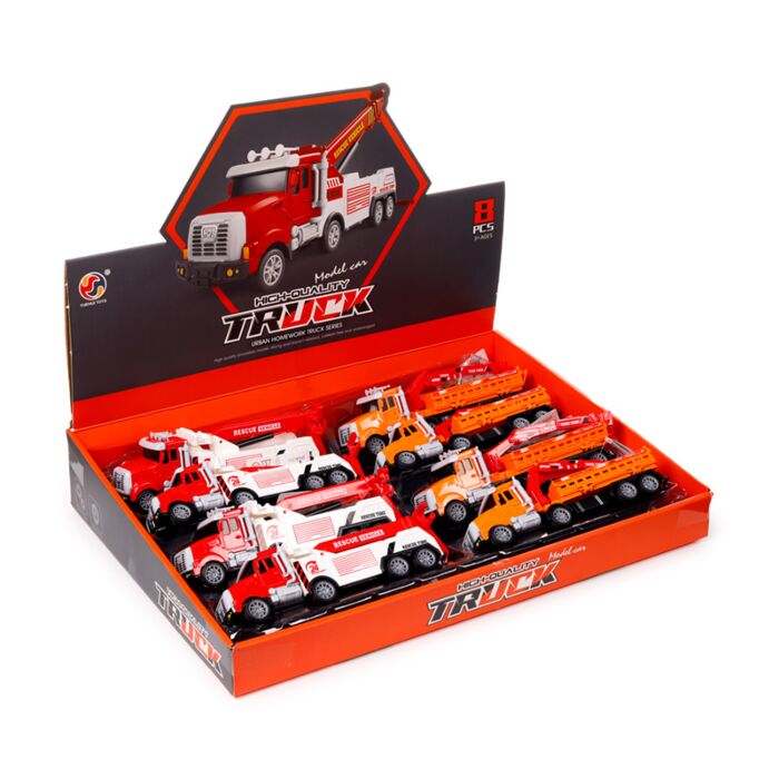 Bouw Truck met Hijskraan Frictie Duw/Trek Actie Speelgoed