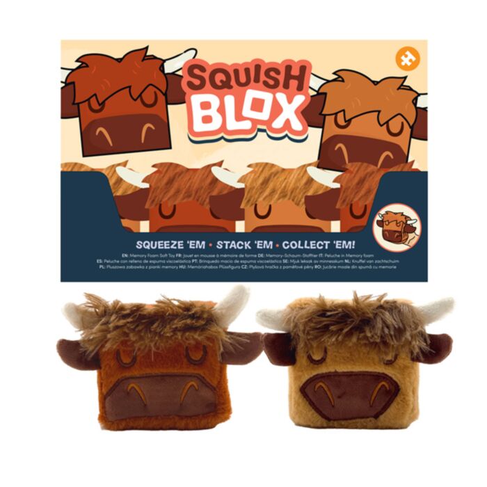 Squish Blox Highland Coo Koe Memory Foam Knijpspeelgoed