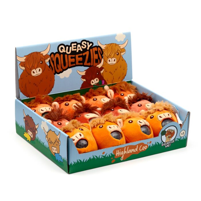 Queasy Squeezies Highland Coo Koe Knijp Speelgoed