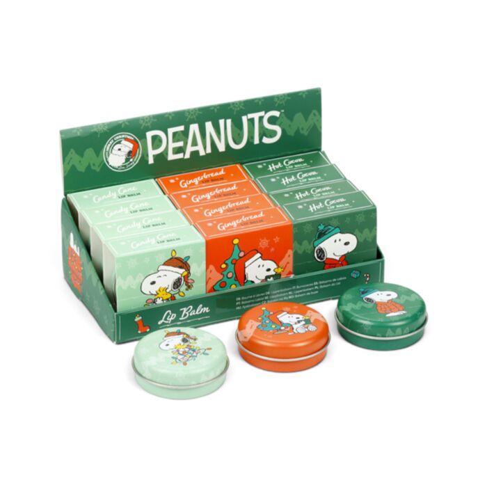 Peanuts Kerstmis Snoopy & Woodstock Lipbalsem in blik