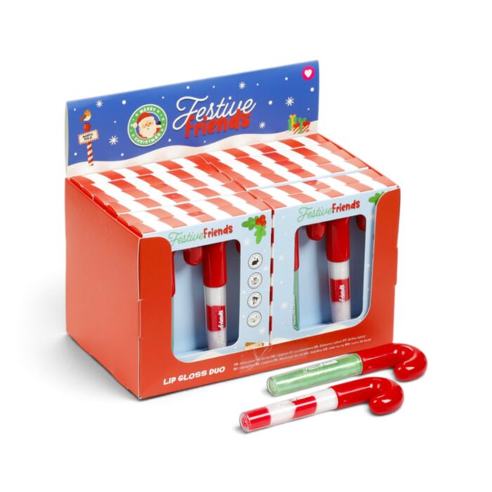 Set  2 Kerstmis Festive Friends Zuurstok-vorm Lipgloss