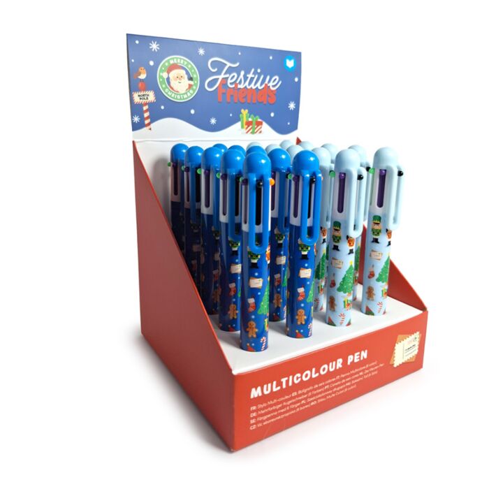 Festive Friends Kerstmis Meerkleurige Pen (6 kleuren)