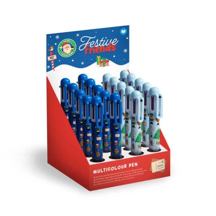 Festive Friends Kerstmis Meerkleurige Pen (6 kleuren)