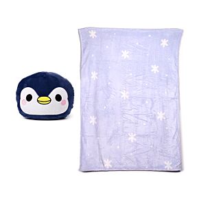 Blankeazzz Adoramals Nico de Pinguin 2-in-1 Knuffel & Reisdeken