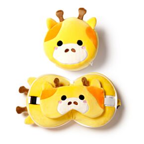 Relaxeazzz Giraffe Rond Reiskussen & Slaapmasker