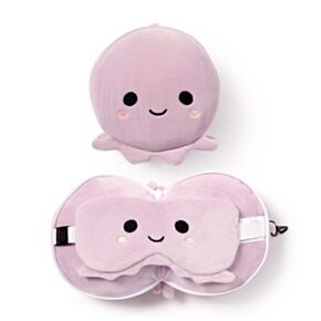 Relaxeazzz Pluche Octopus Rond Reiskussen & Slaapmasker