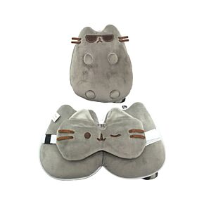 Relaxeazzz Pusheen Kat met Zonnebril Reiskussen & Slaapmasker