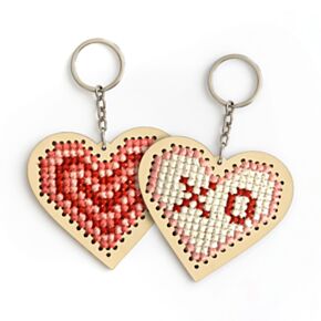 Amore Hart Kruissteek Doe-Het-Zelf Sleutelhanger