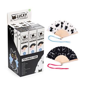 Lucky de Zwarte Kat Opvouwbare Handventilator Waaier