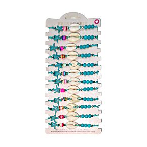 Mode Armbanden - Blauwe Kralen met Schelpen & Zeester Mode Armbanden - Blauwe Kralen met Schelpen & Zeester