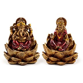 Goudkleur Ganesh & Lakshmi Lotus Set van 2