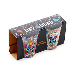 Dia de los muertos 2 glazen shotglaasjes (50ml) 