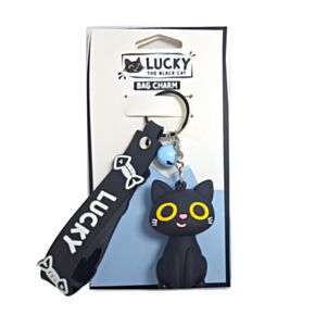 Lucky de Zwarte Kat 3D Tas Rugzak Bedeltje Sleutelhanger
