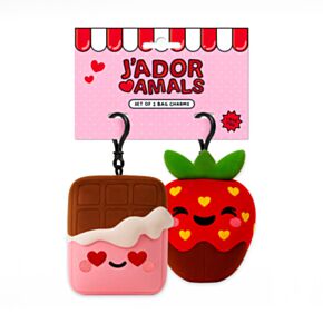Squidglys J'Adoramals Hart Chocolade & Aardbei Mini Sleutelhander Set van 2